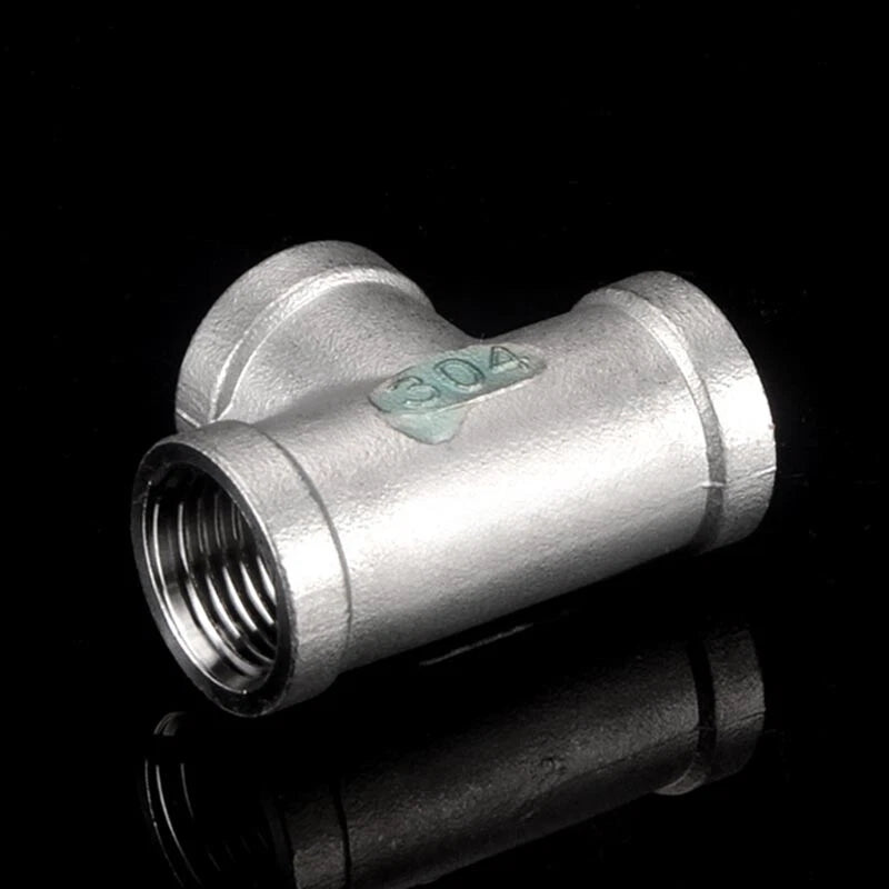 BSP 304 Stainless Steel Tee Fittings — 3-Way Male & Female Pipe Connector (1/8" to 3")