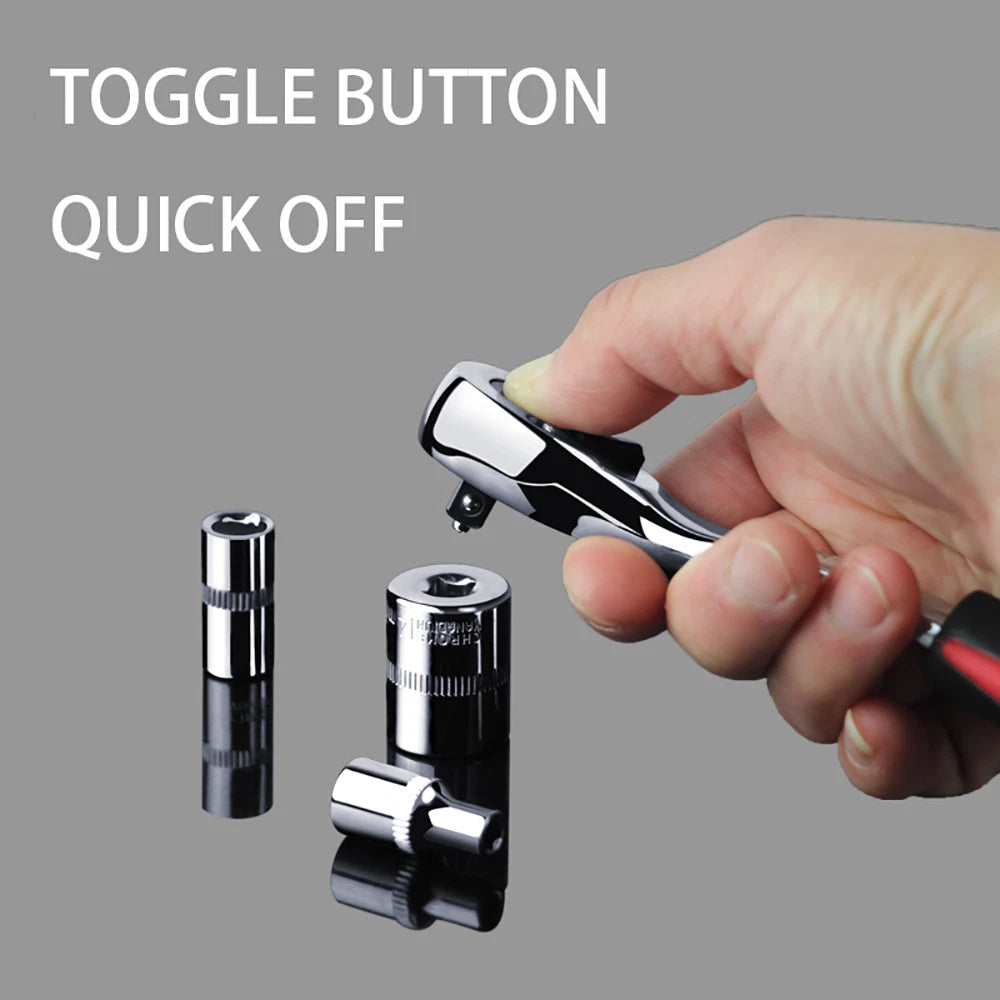 Drive Socket Ratchet Handle Wrench 24/ 72 Teeth Quick-release Reversible Sleeve