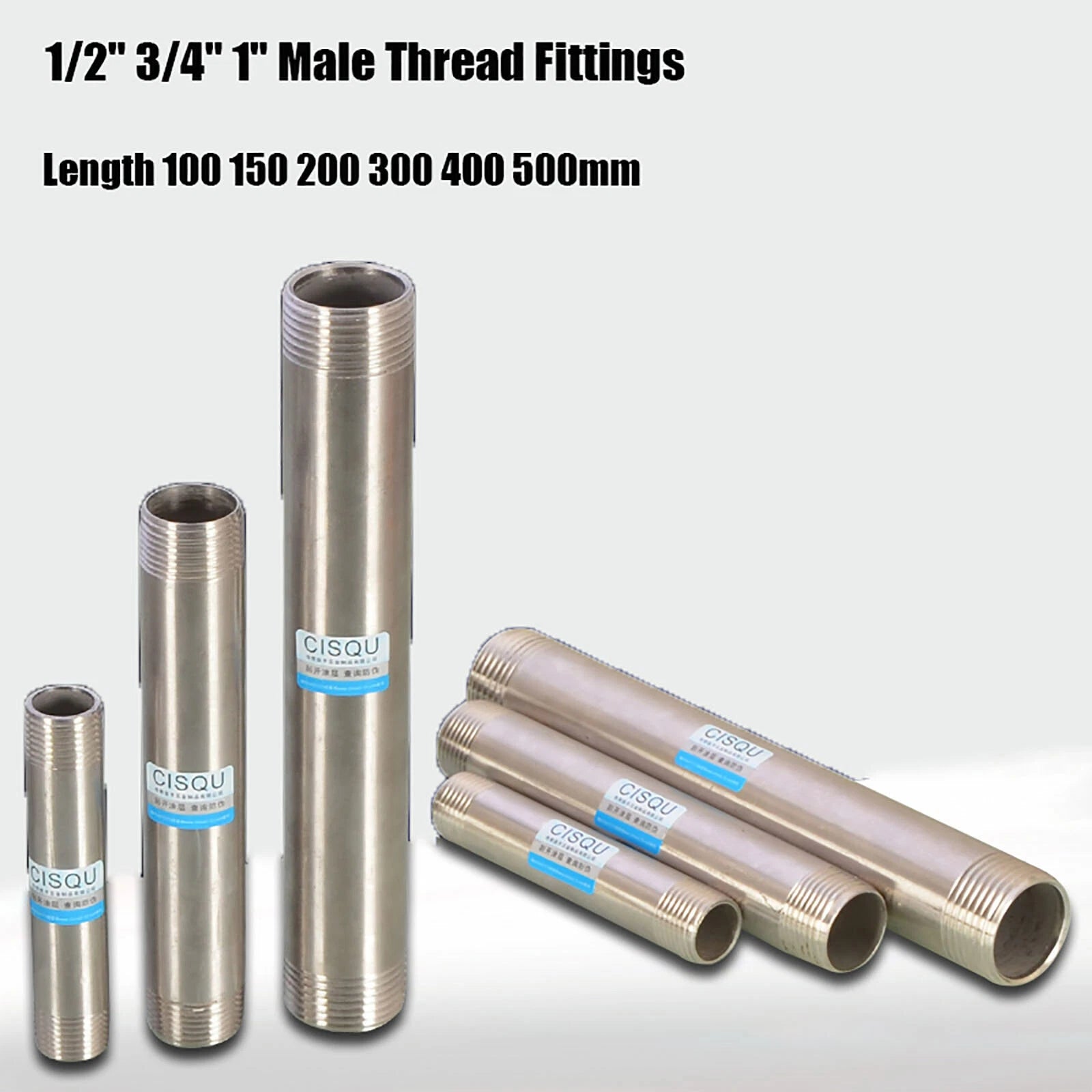 Stainless Steel 201 Male Thread Weld Nipple 1/2" 3/4" 1" | 100–500mm Pipe Fitting