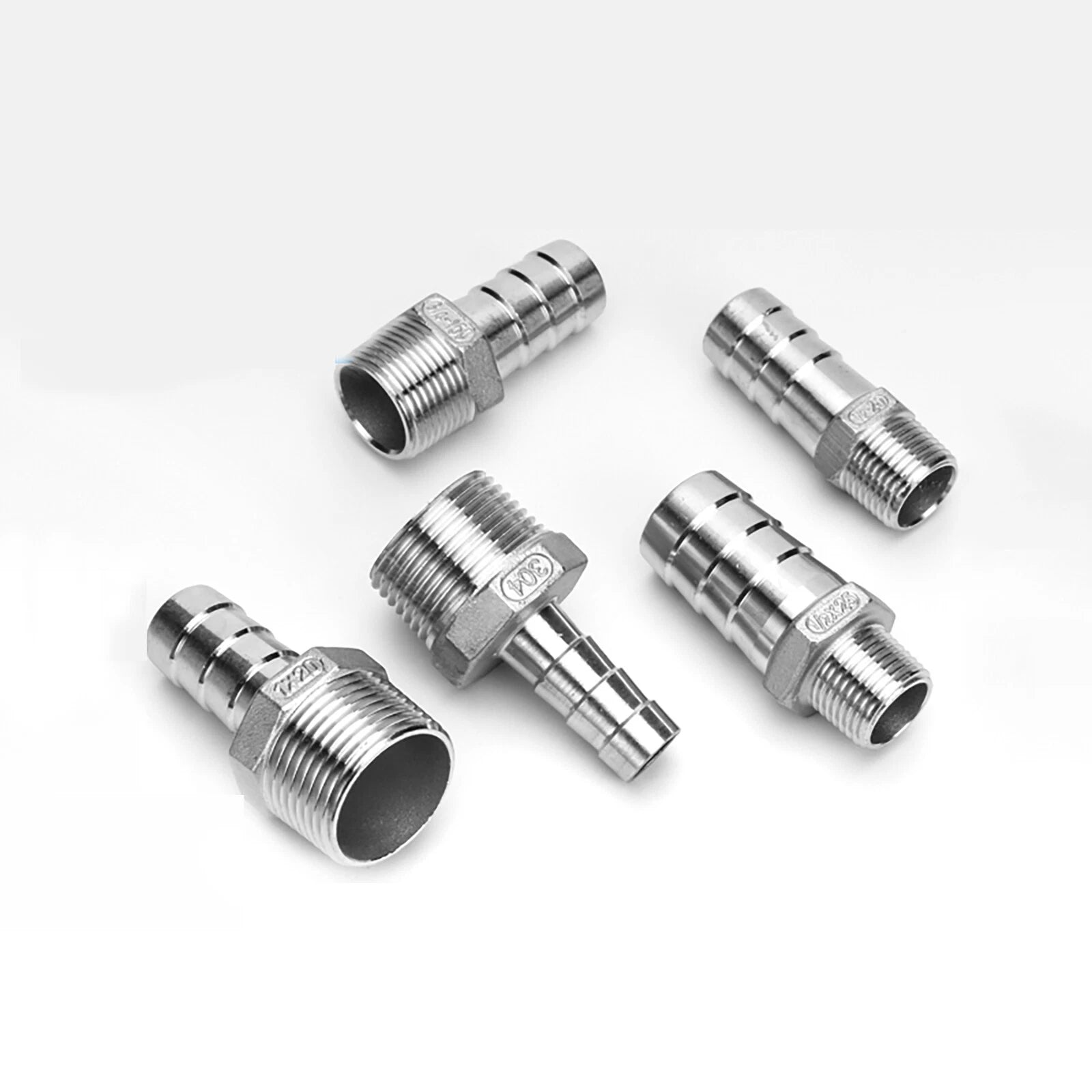 Stainless Steel BSP 1 8"-3 8" Male Thread Fitting x Barb Hose Tail End Connector