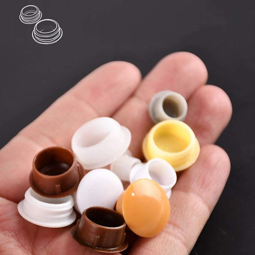 Plastic Screw Hole Cover Caps – For 5mm to 16mm Holes (100-Pack) – Multiple Colors