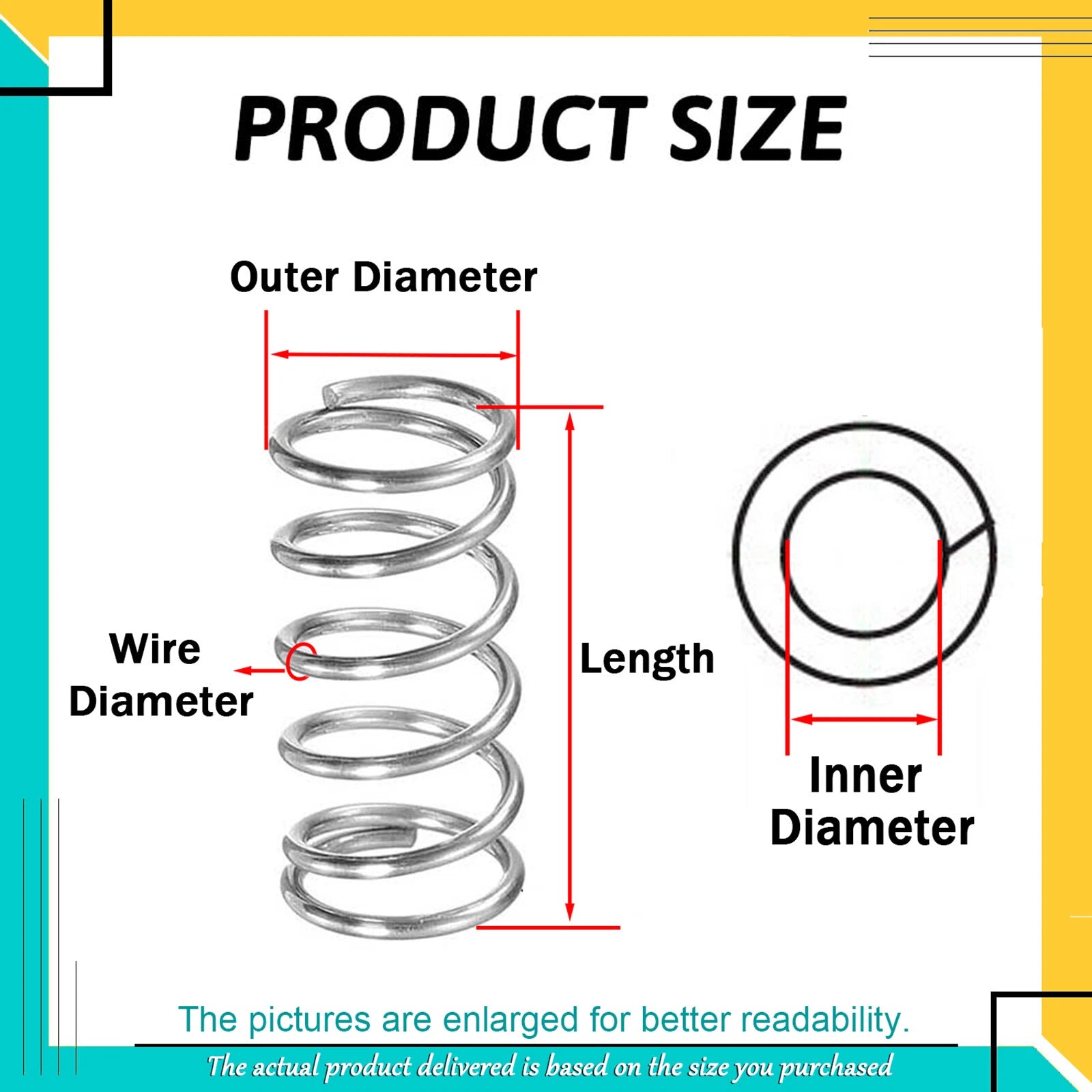 Wire Dia 0.6mm Compression Spring OD 4 -12mm & 5mm - 120mm Length Pressure Small