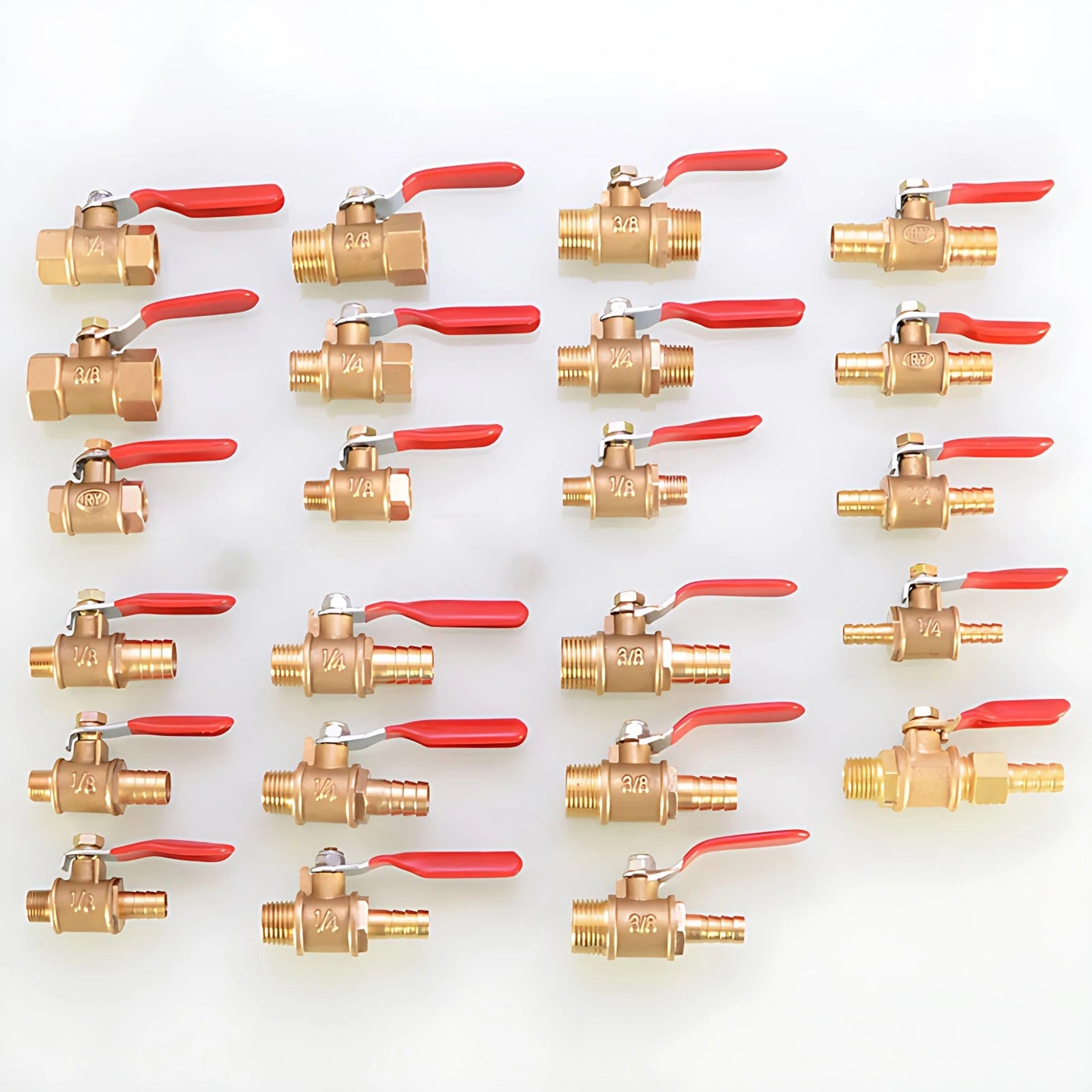 Brass Ball Valve Shut-Off Fittings — 1/8" 1/4" 3/8" NPT & Metric Barb