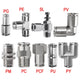 A2 Stainless Steel Pneumatic Push-in Fittings — All Types, 4–16mm