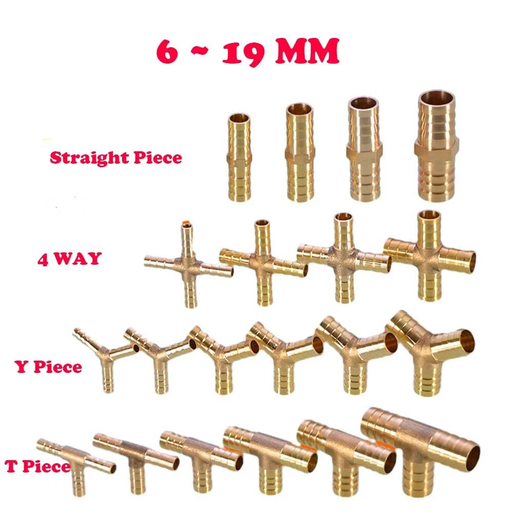 Brass Hose Joiner Fittings — Straight, Y, T & 4-Way Connectors | 6mm–19mm