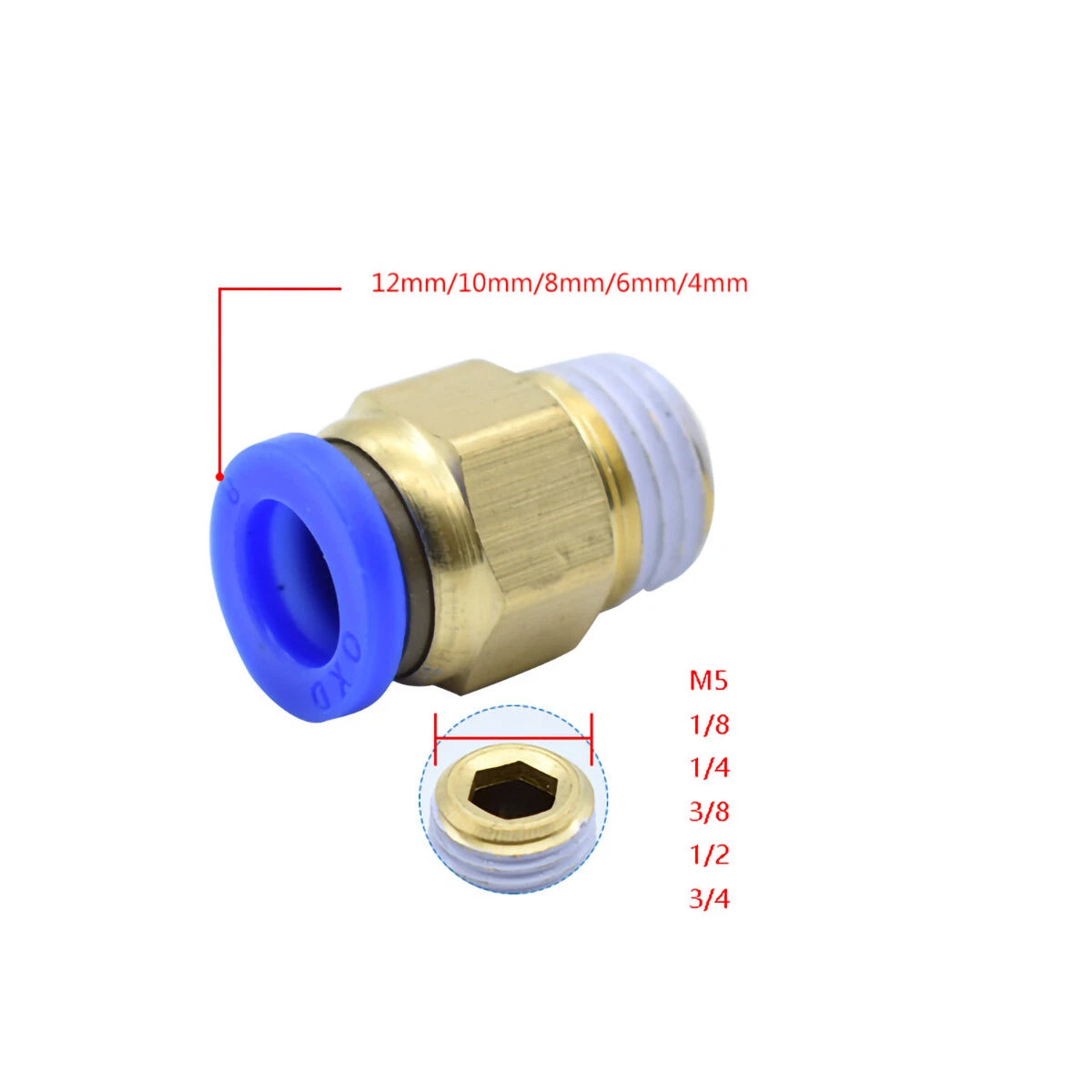 Pneumatic Push-In Fittings — 4mm to 16mm Hose Tube Quick-Release Connectors