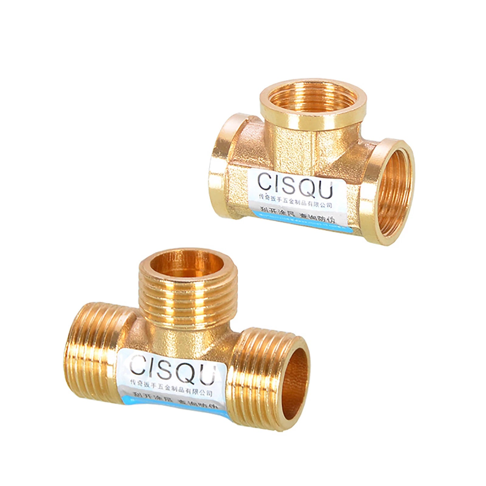 Brass Tee 3-Way BSP Pipe Fitting — Equal & Reducer, 1/2" & 3/4"