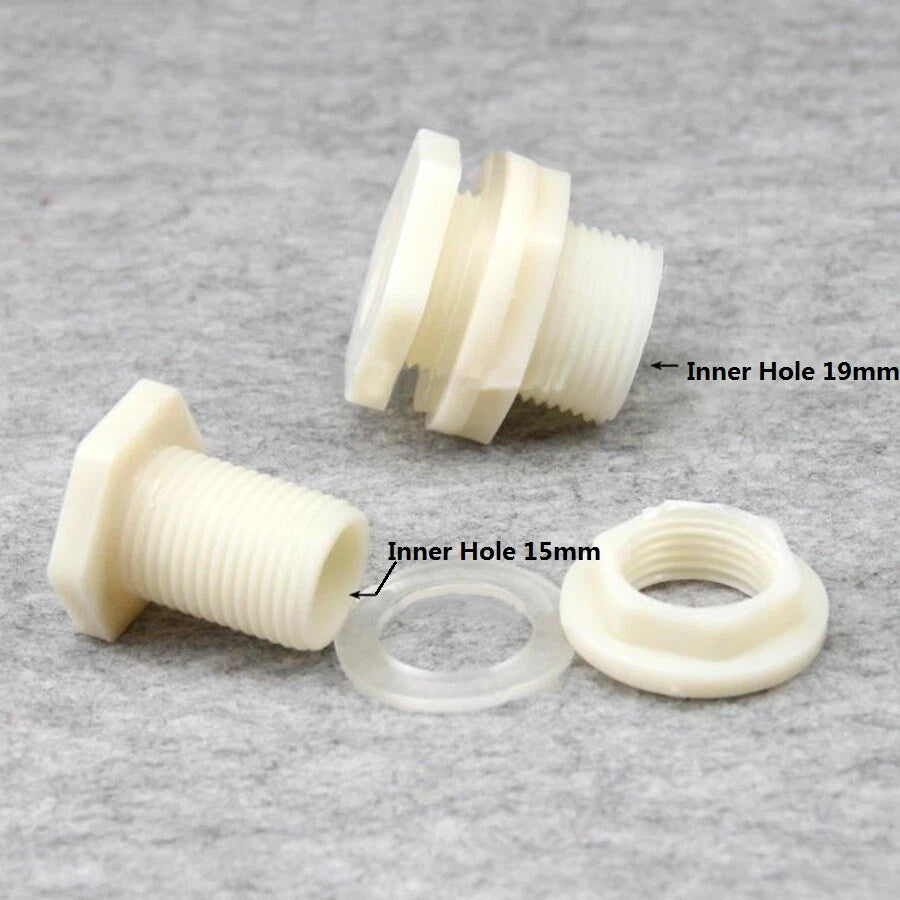 1/2" & 3/4" BSP Male Bulkhead Connector – ABS Pipe Fittings for Aquarium & Fish Tank