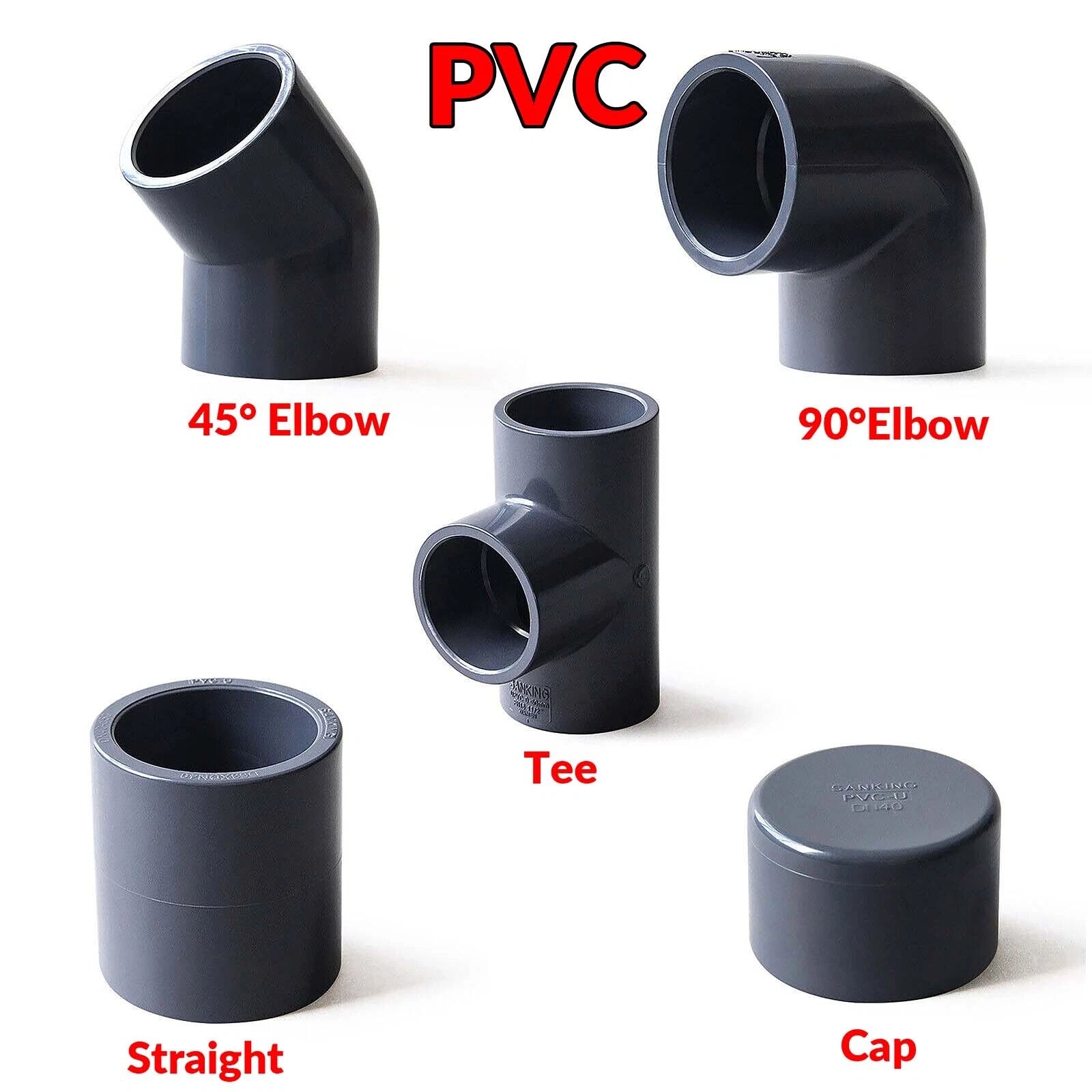 PVC UPVC SOLVENT WELD PIPE FITTINGS FISH POND INDUSTRIAL Plumbing Couping Grey