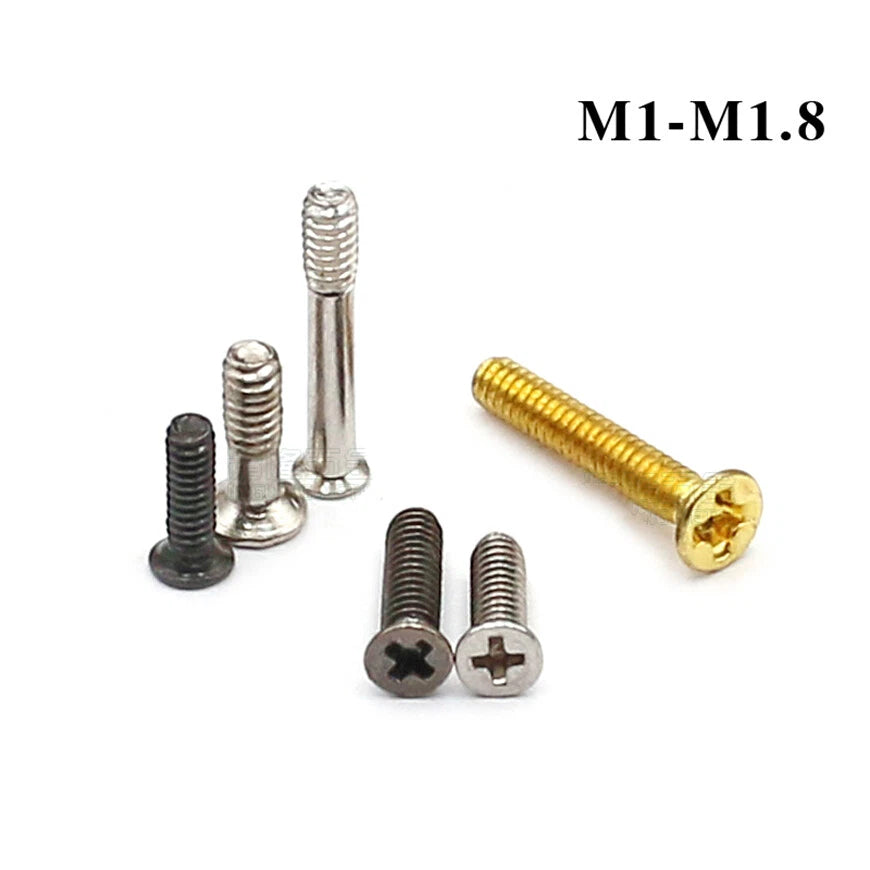 M1–M1.8 Phillips Countersunk Flat Head Machine Screws – Carbon Steel or 304 Stainless, Multiple Finishes