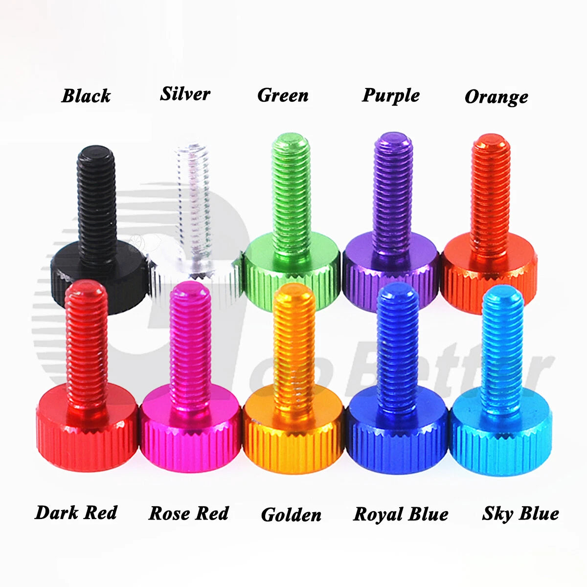 Aluminum Knurled Thumb Screws – M2 to M6 Flat Head Hand Grip Bolts, 10 Colors