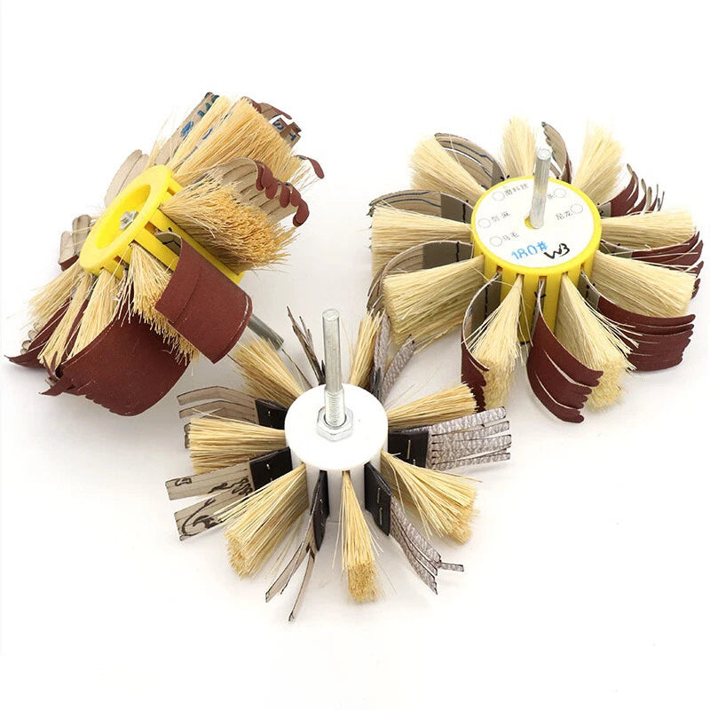 140mm Sisal & Emery Cloth Flap Wheel | 1/4" Shank | 120–400 Grit | Drill Grinder Sanding