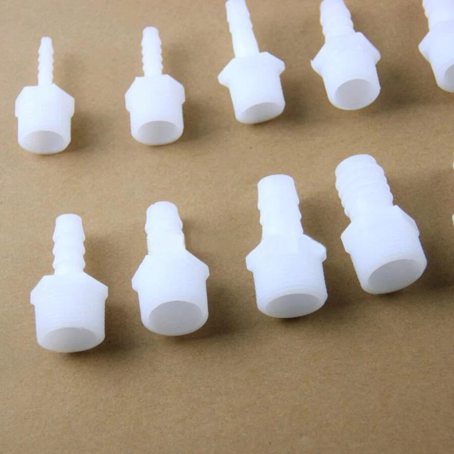 Plastic Barbed Male Reducer Connector — 1/2" & 3/4" Straight Hose Fitting for Aquarium & Tubing