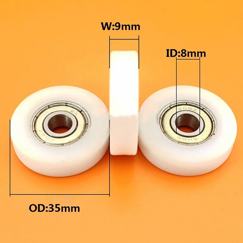 Nylon  Pulley Wheels Roller  Ball Bearing 608ZZ 8x35x9mm Bathroom Guide Wheel