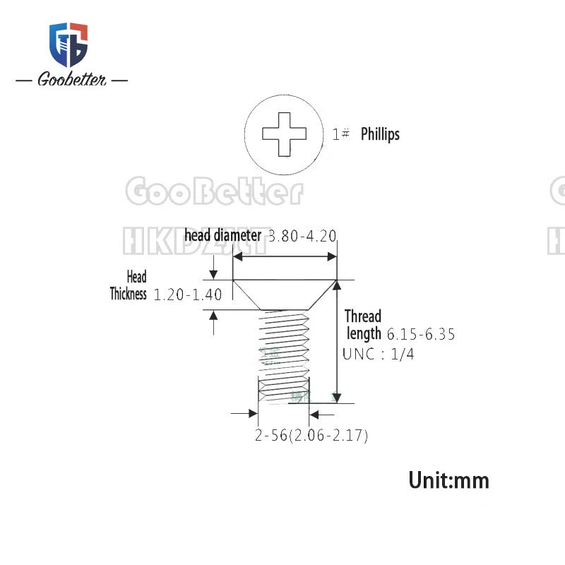 2 - 56 UNC Phillips Flat Head Countersunk Machine Screws, 1/4" — Carbon Steel, Bright Nickel - HomeDIYer