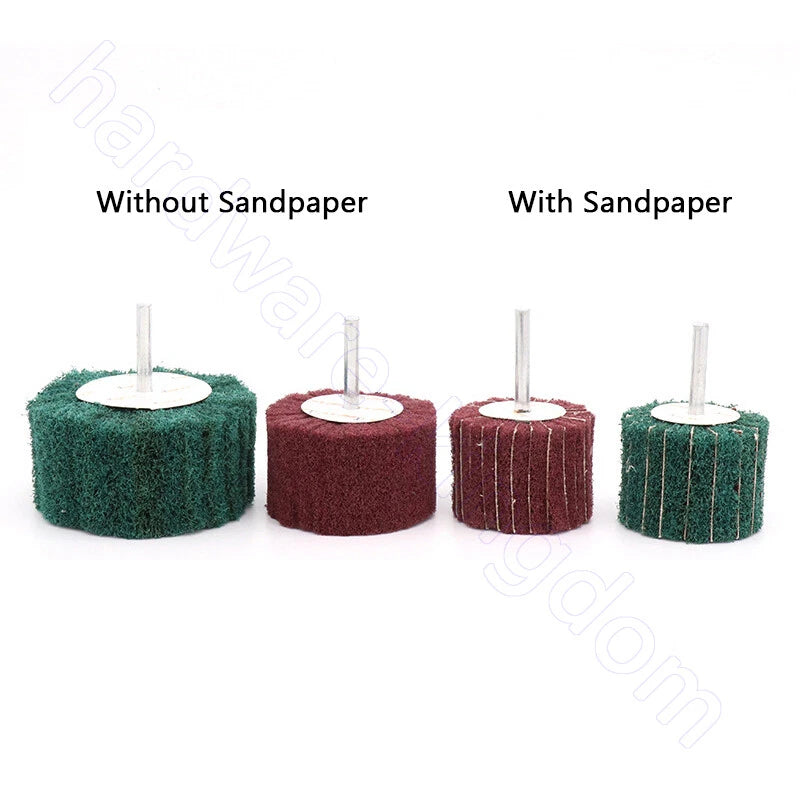 25-100mm Nylon Fiber Flap Wheel Disc 6mm Shank – Rust Removal Grinding Polishing for Drill