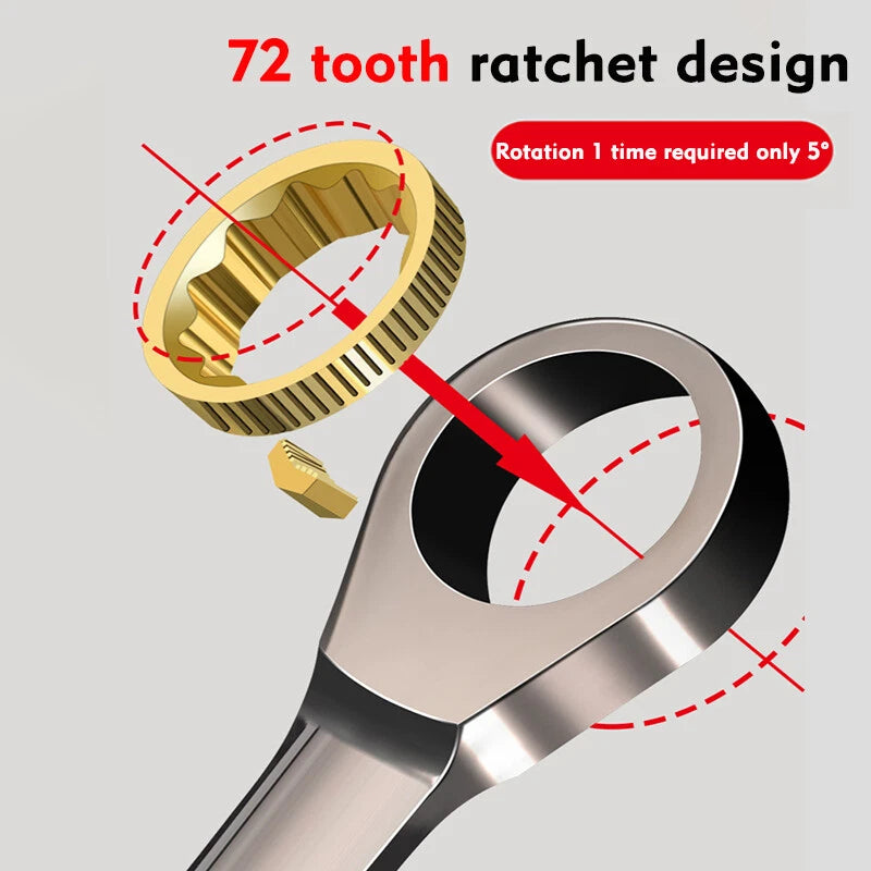 Ratchet Spanner Combination Fixed & Flexi 6 - 32mm Different Sizes Tool Wrench