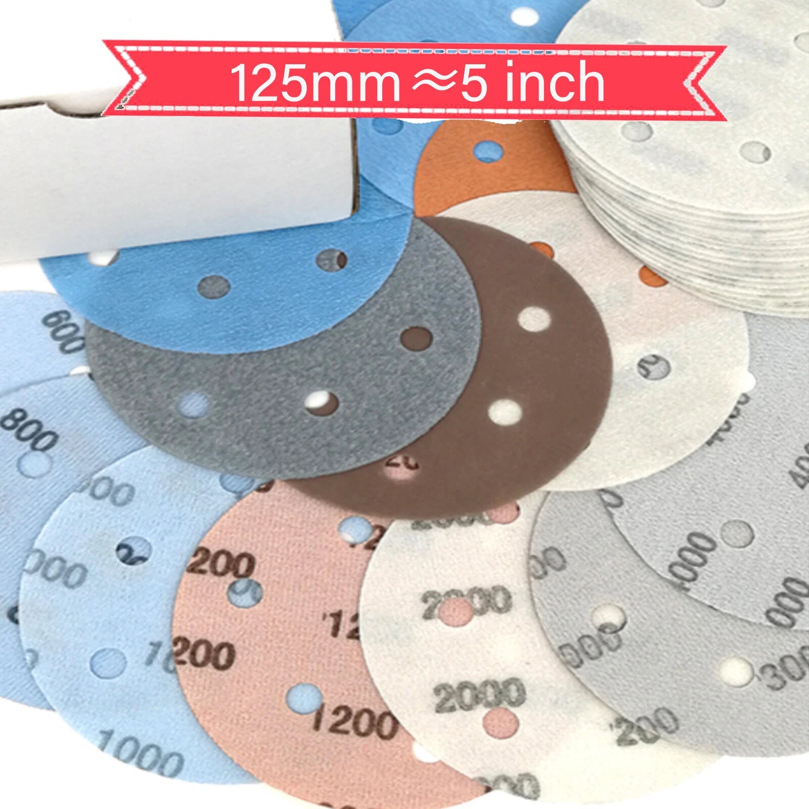 125mm sanding discs WET AND DRY 5 inch Sandpaper Film Pads 600-5000 GRIT 6 Hole
