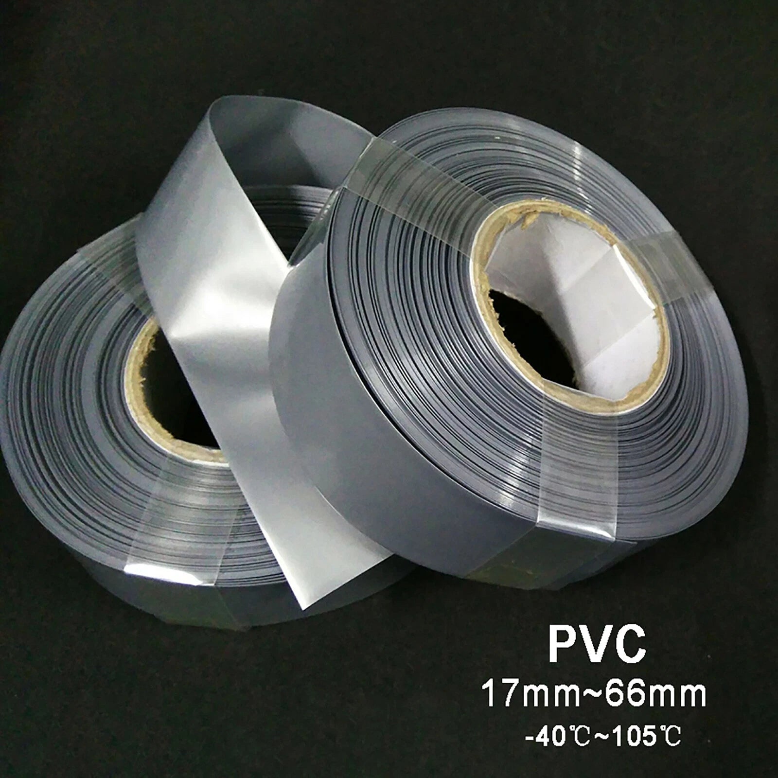 Silver PVC Heat Shrink Tubing — Flat Width 17mm to 300mm, Sold by the Meter