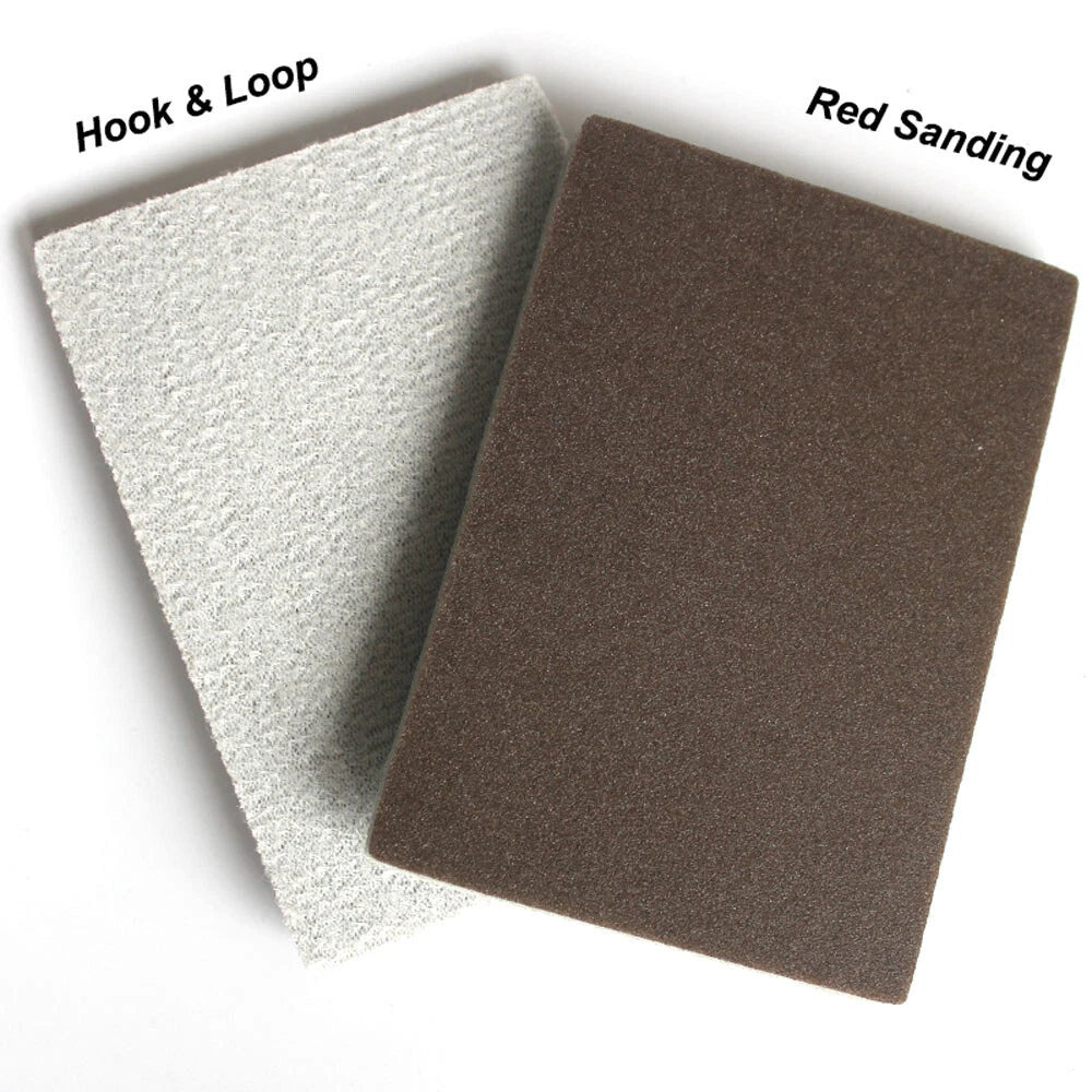 Red Foam Sponge Sanding Block Hook & Loop Sandpaper Abrasive Wet & Dry 70x100mm