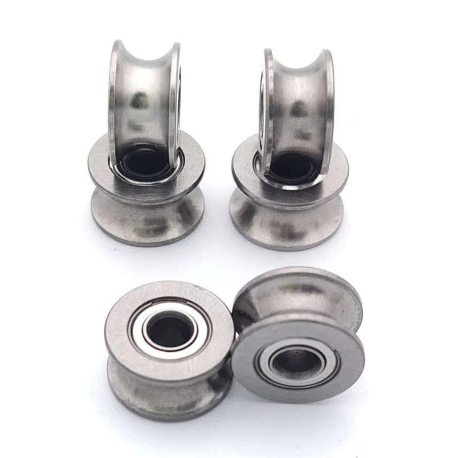 U Grooved Steel Guide Pulley Roller Wheels U624ZZ 4x13x7mm Ball Bearings