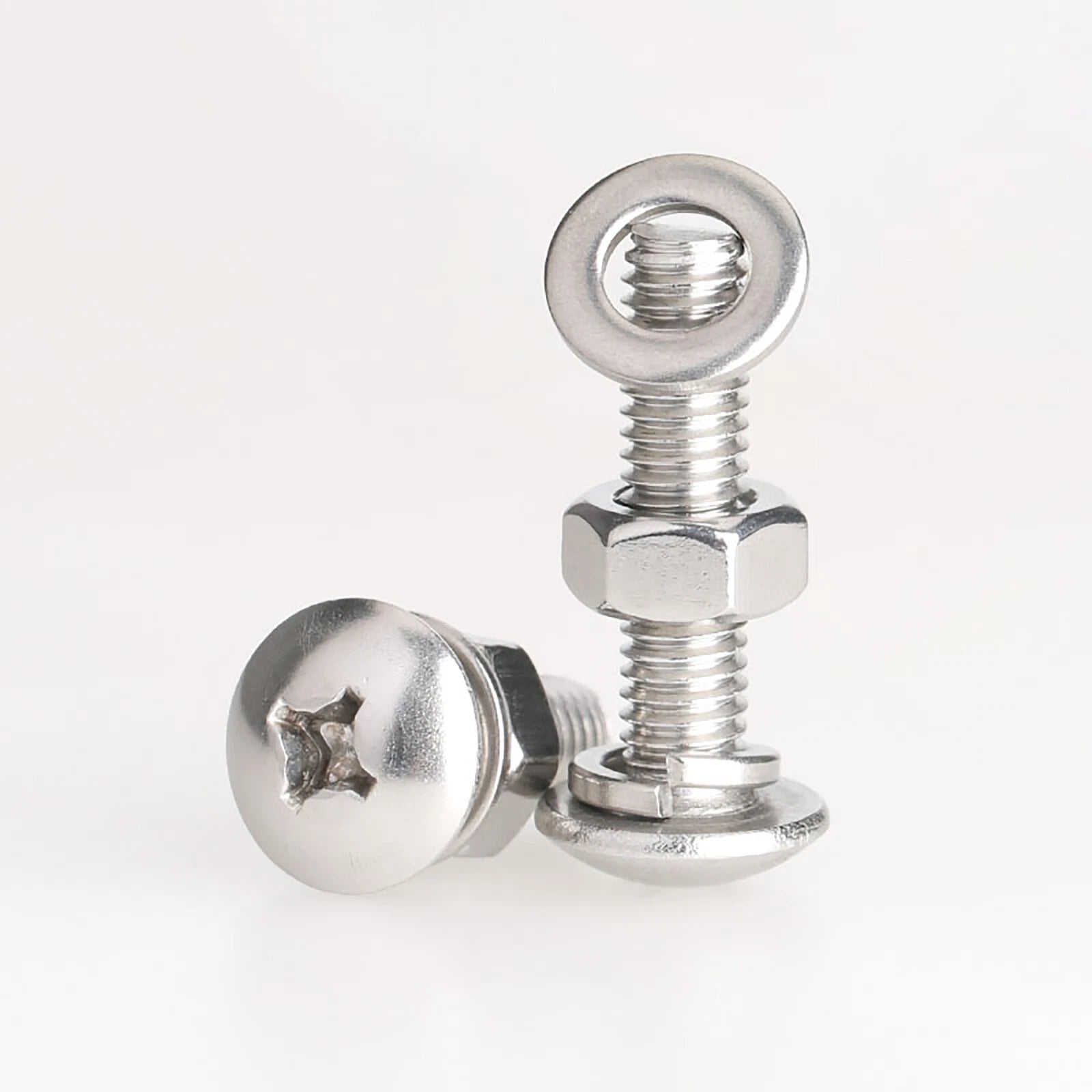 Truss Head Machine Screws Sets(Nut+Spring & Flat Washer)M2 M3 M4 M5 A2 Stainless