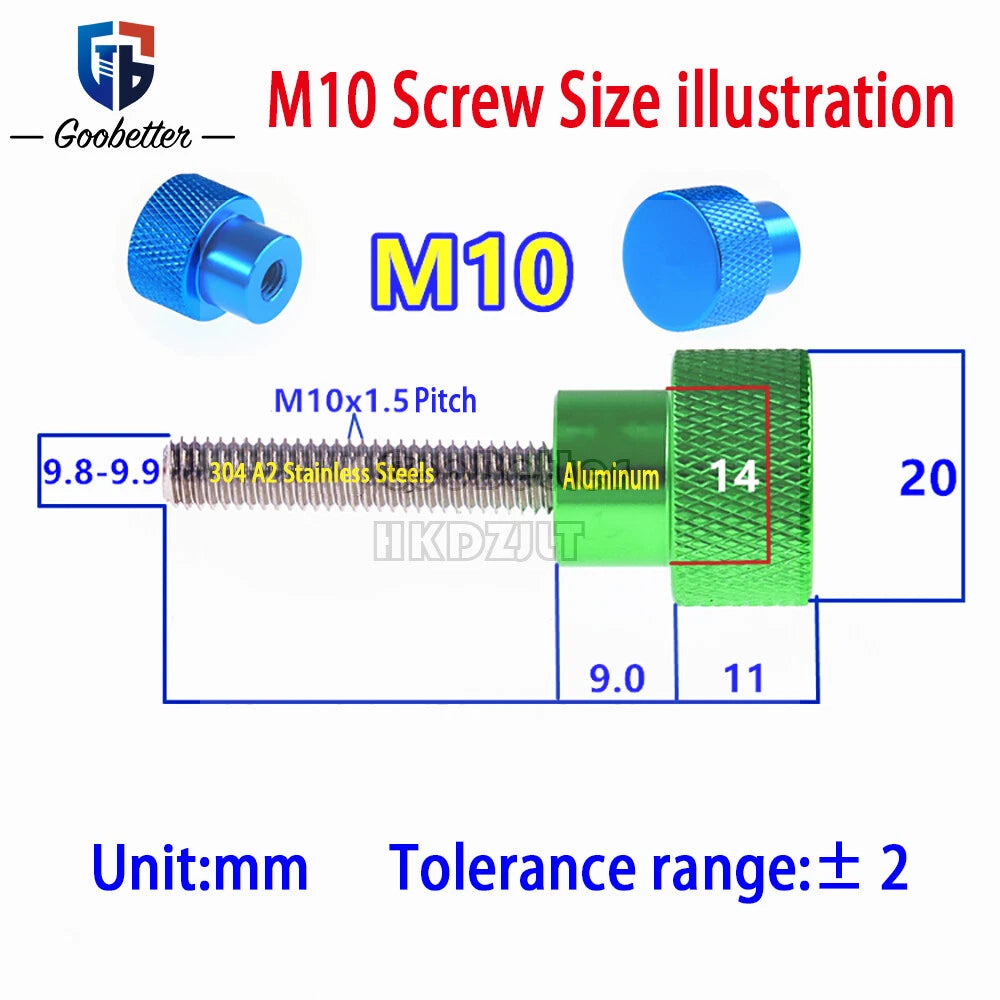 M10 Knurled Thumb Screws – Stainless Steel & Anodized Aluminum Hand Grip Knob Bolts