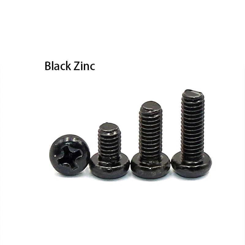 M2 M3 M4 Phillips Pan Head Machine Screws – Carbon Steel, Metric Bolts (Grade 5)