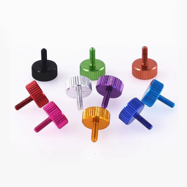 M2.6 x 8mm Alu Knurled Thumb Screw Flat Head Thumbscrews Hand Grip Knob Bolts - HomeDIYer