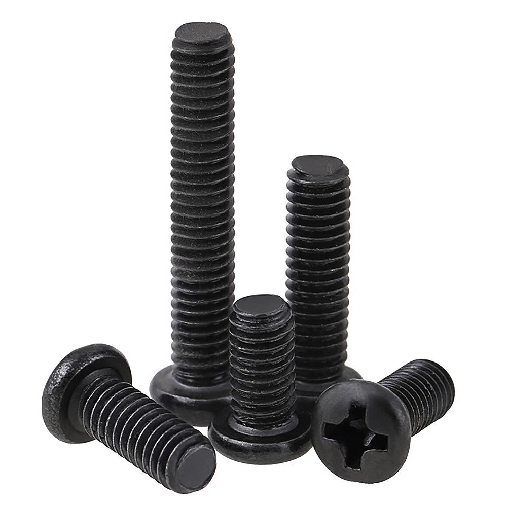 M5 Black Zinc Phillips Pan Head Machine Screws Carbon Steel Pozi Drive