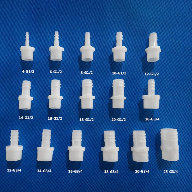 Plastic Straight Barbed Joiner Male Thread Hose Pipe Connector Water Fish Tank