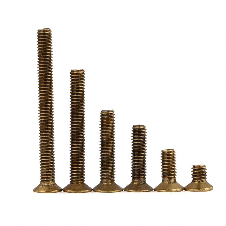Solid Brass Flat Countersunk Phillips Machine Screws — M4, 6mm–40mm