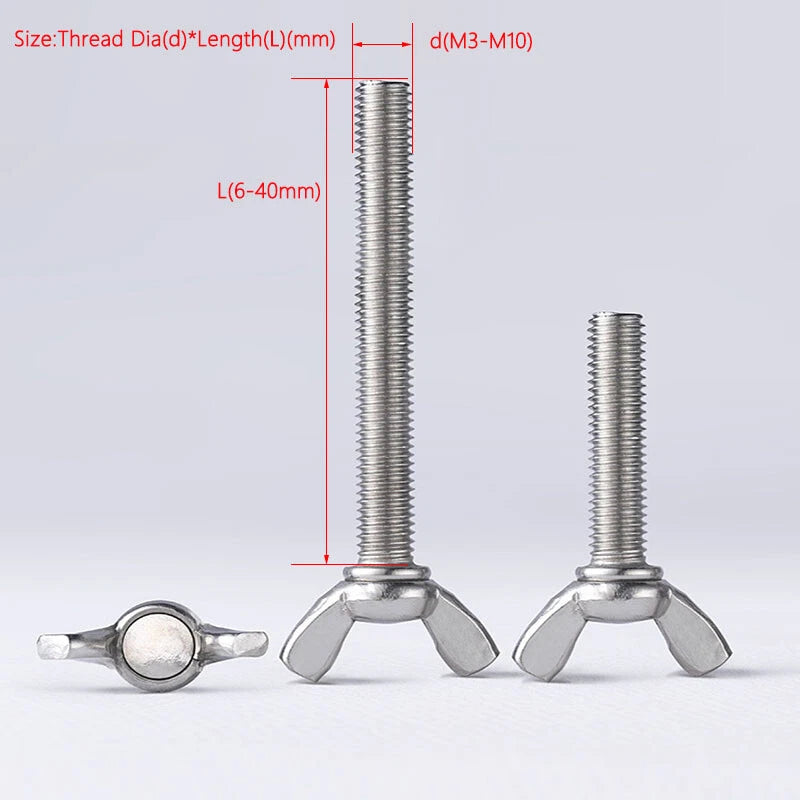 Butterfly Wing Screws Thumb Screws Wing Bolts M3 M4 M5 M8 M10*(6-55mm) 304SS