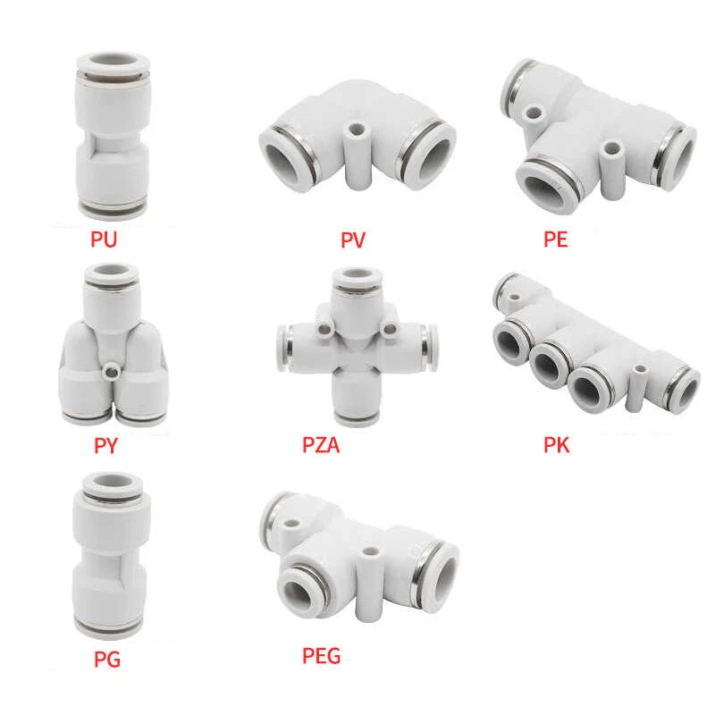 White Pneumatic Push Fit Connector Tube Pipe Joiner Air Water Lines Hose 4-16mm