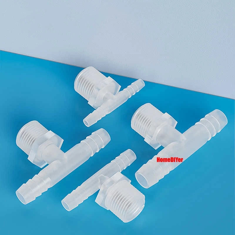 T Piece Joiner 3-Way Plastic Barb Connector | Pipe Hose Male Thread Fitting