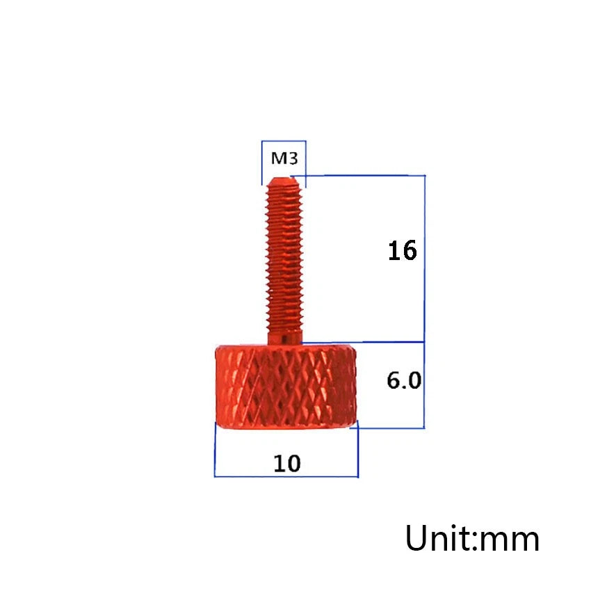 M3 x 16mm Knurled Thumb Screws – Anodised Aluminium Flat Head Hand-Grip Bolts
