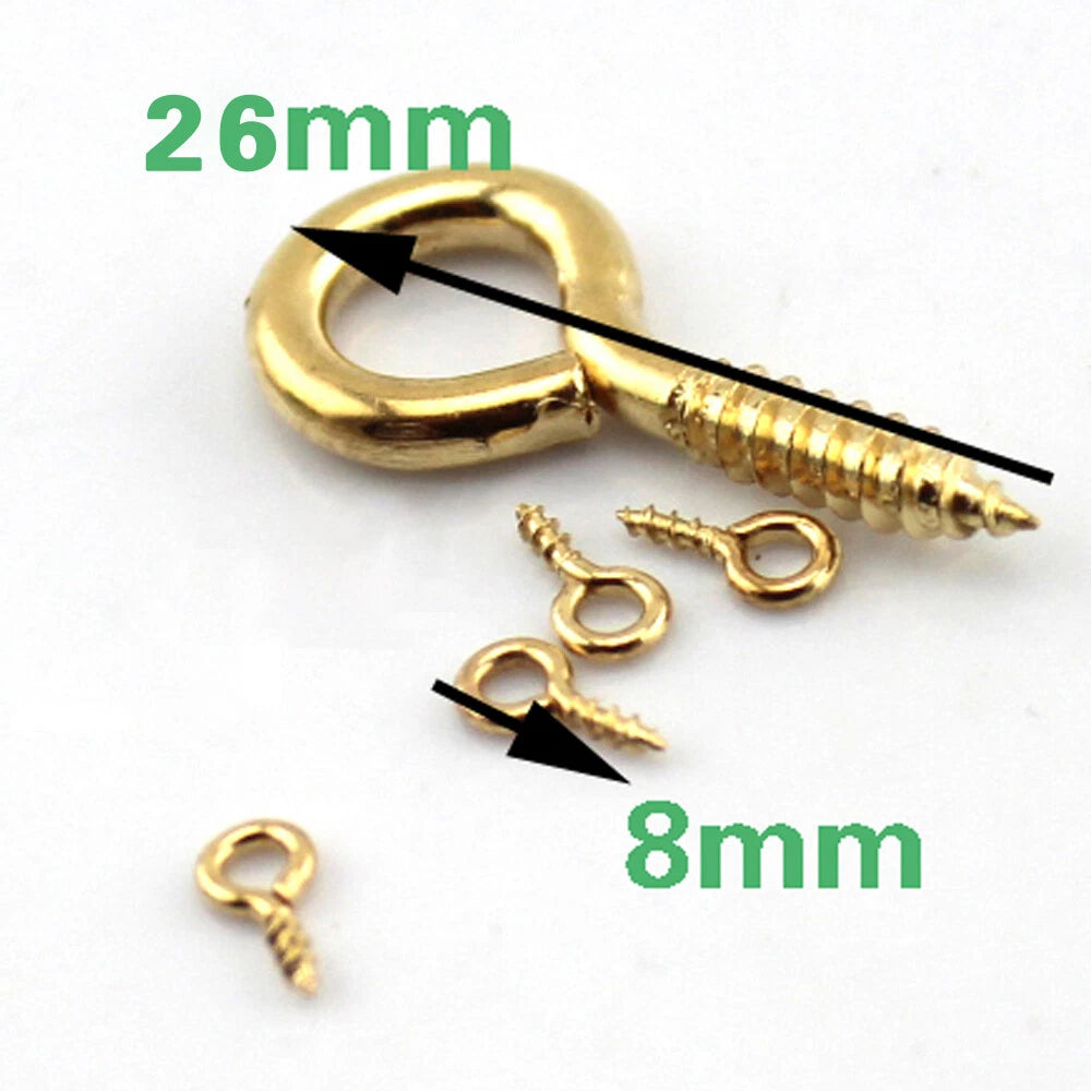 Small Screw-In Eye Hooks — Iron, 8–26mm for Picture Frames, Craft Hoops & Doll Making