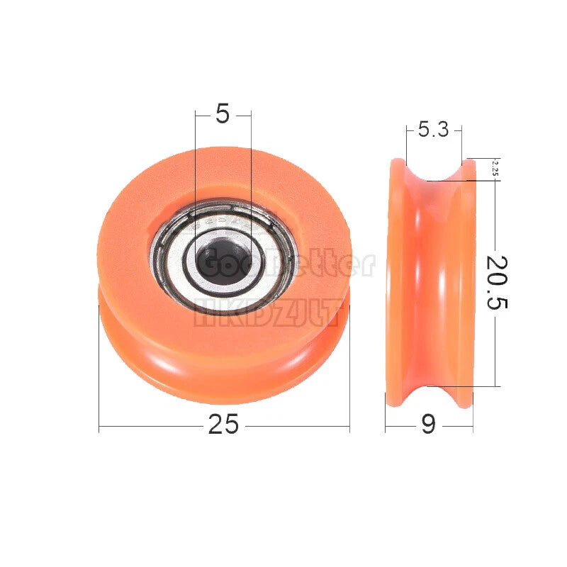 5mm M5 M6 U Groove Bearing Pulley Sliding Wheel Embedded Guiding Nylon 625