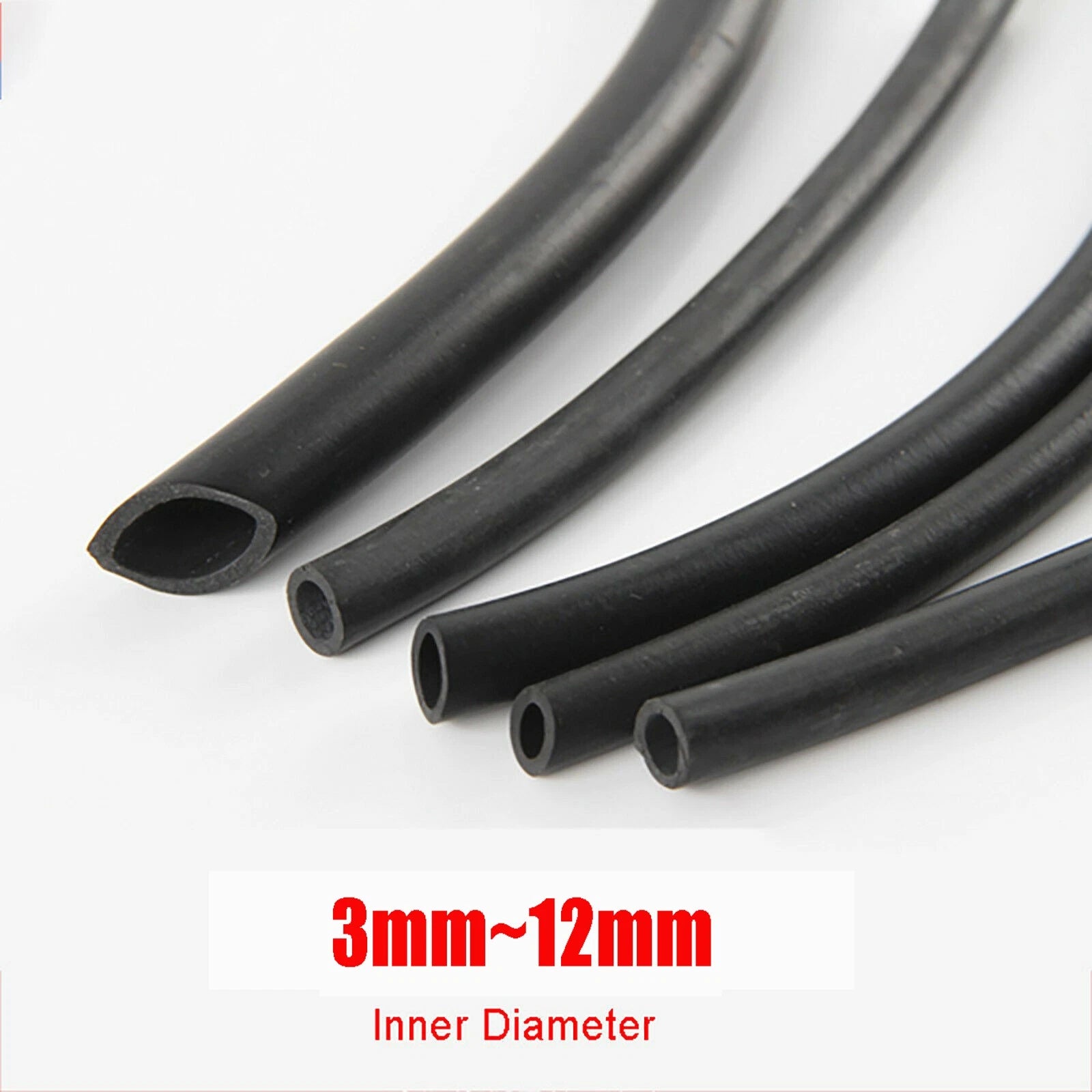 Black Tube Fluorine Rubber Fuel Hose Pipe Vacuum Petrol Diesel Unleaded