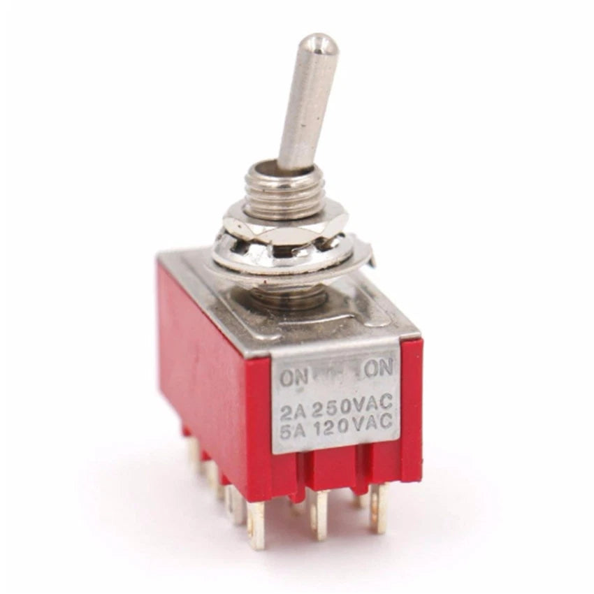 MTS-402 MTS-403 4PDT Mini Toggle Switch — ON-ON & ON-OFF-ON, 12-Pin, 6mm