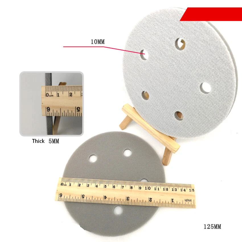 125mm Wet&Dry Foam Sanding Discs 5 Hole Hook Loop Sponge Sandpaper 300-3000 Grit