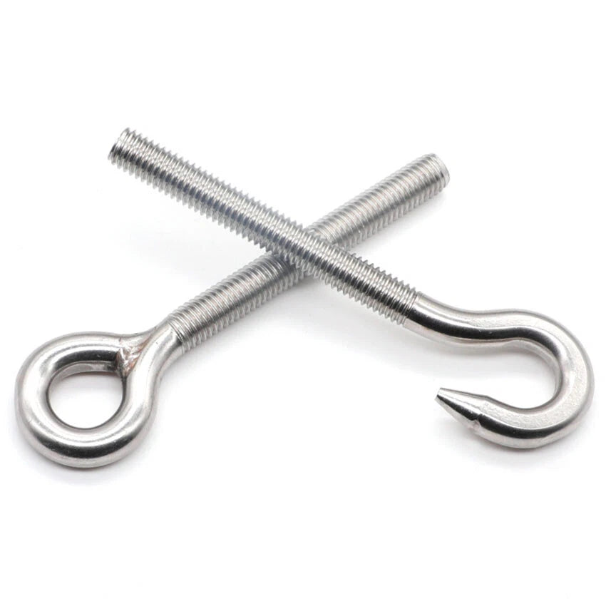 Stainless Steel 304 Screw Hooks & Screw Eyes – Large & Small Loop, Cup Style, M4 to M12 Metric Sizes