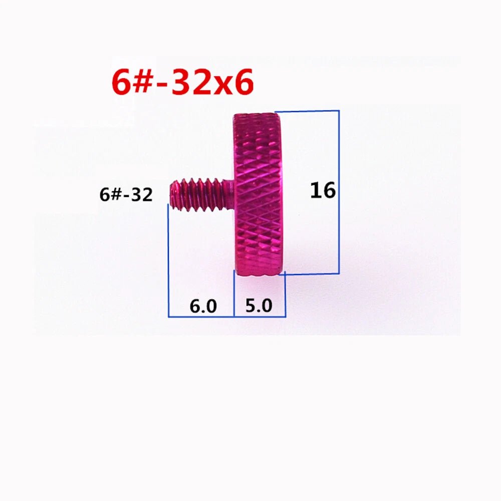 #6-32 UNC Anodised Flat Knurled Thumb Screws 6mm — Aluminum, 10 Colors, PC Case Hand Grip