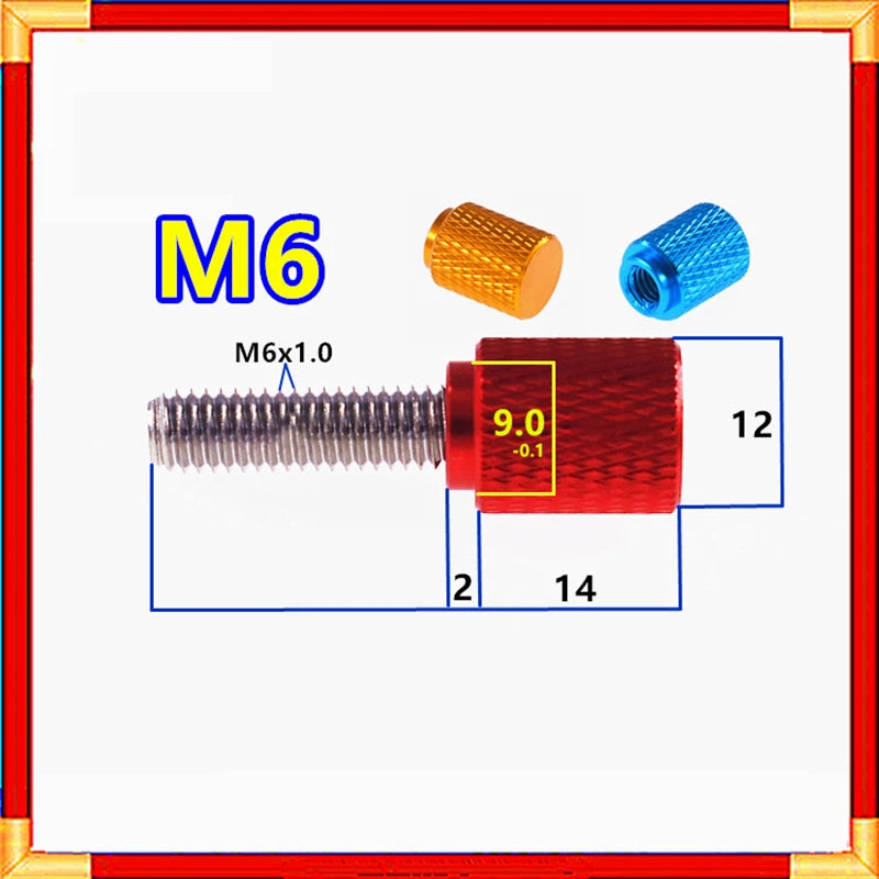 M6 Knurled Thumb Screws Aluminum Alloy Hand Grip Knob & Stainless Steel Screws