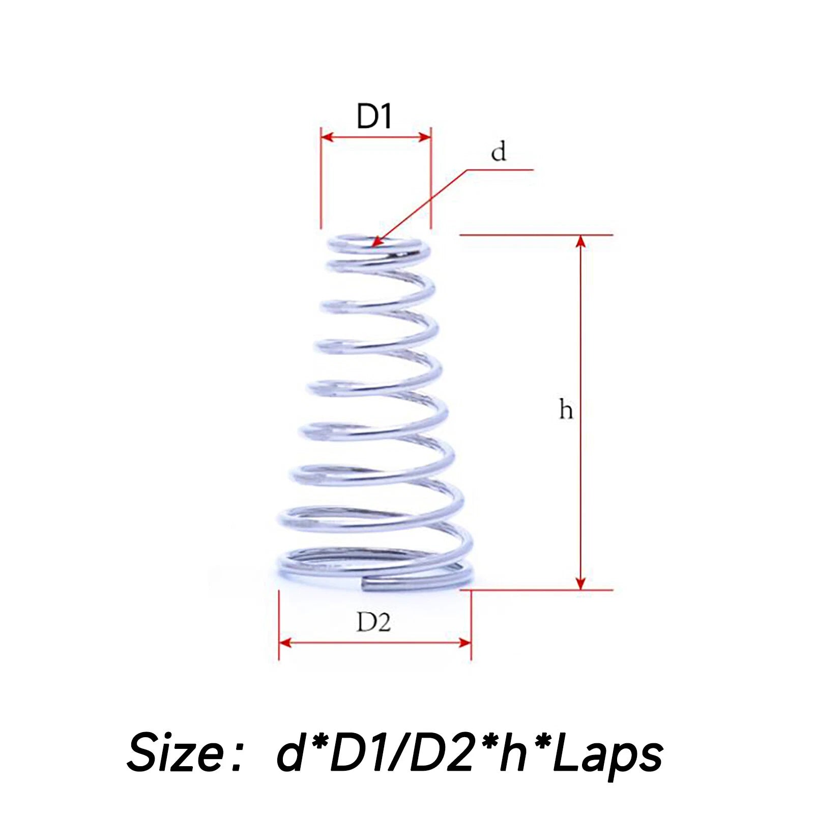 Conical Cone Compression Spring Pressure Spring 0.4-2 mm Wire Dia 7-76 mm Length