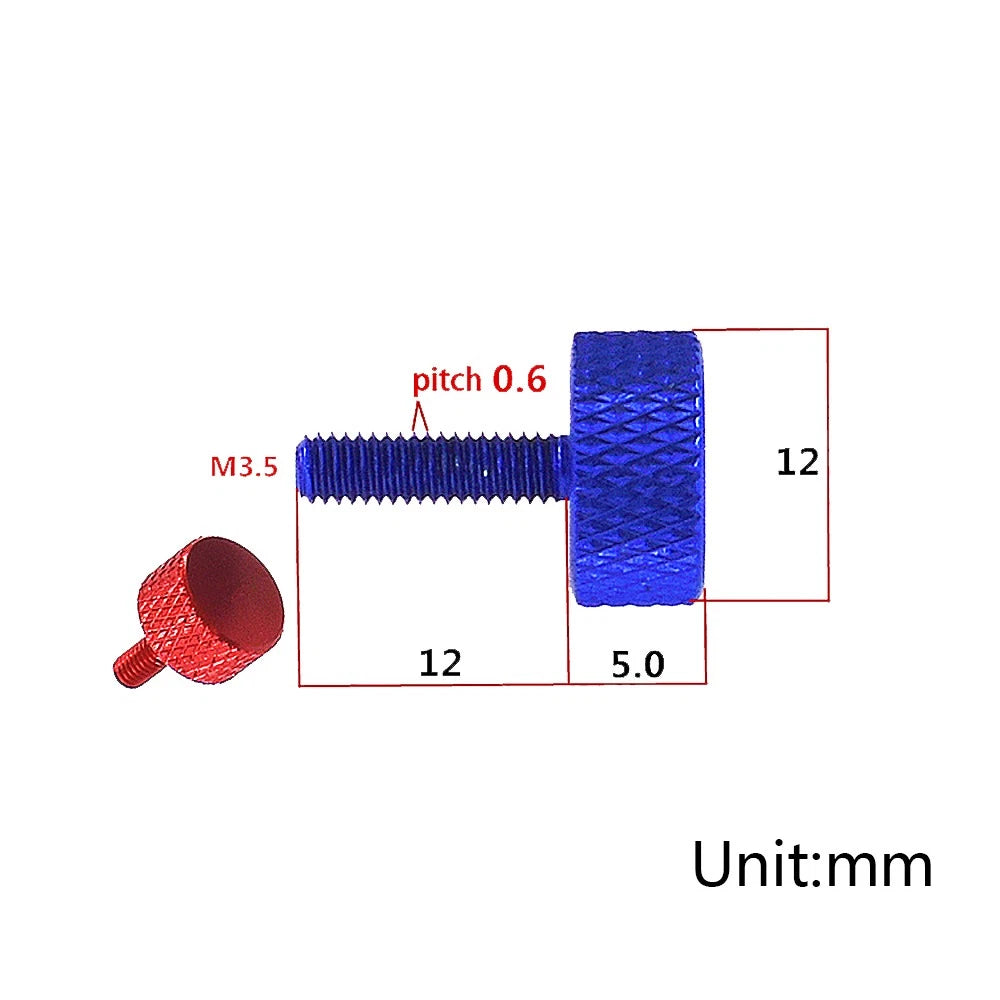 M3.5 x 12mm Aluminium Knurled Thumb Screws – Flat Head Hand-Grip Bolts for PC Case & DIY Builds