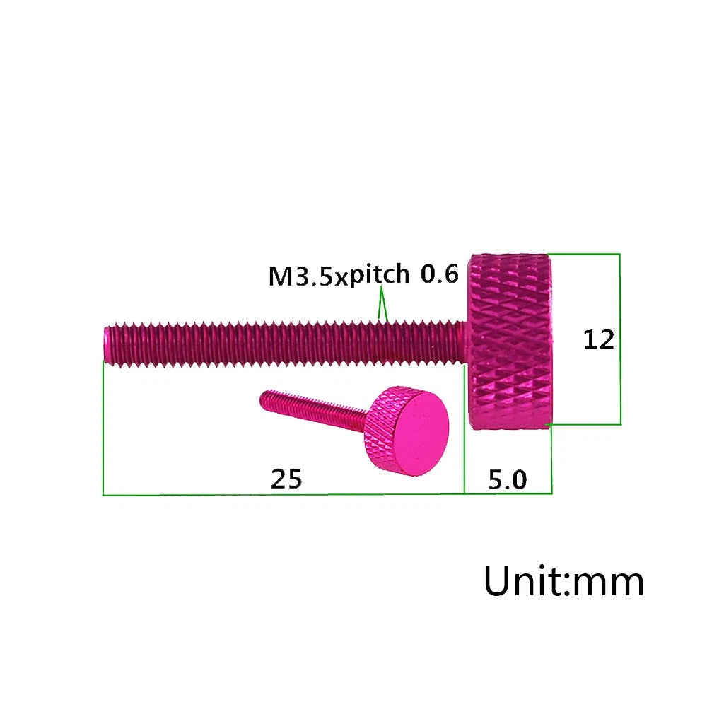 M3.5x25mm Aluminium Knurled Flat Head Thumb Screws for PC Case — Hand Grip Knob Bolts