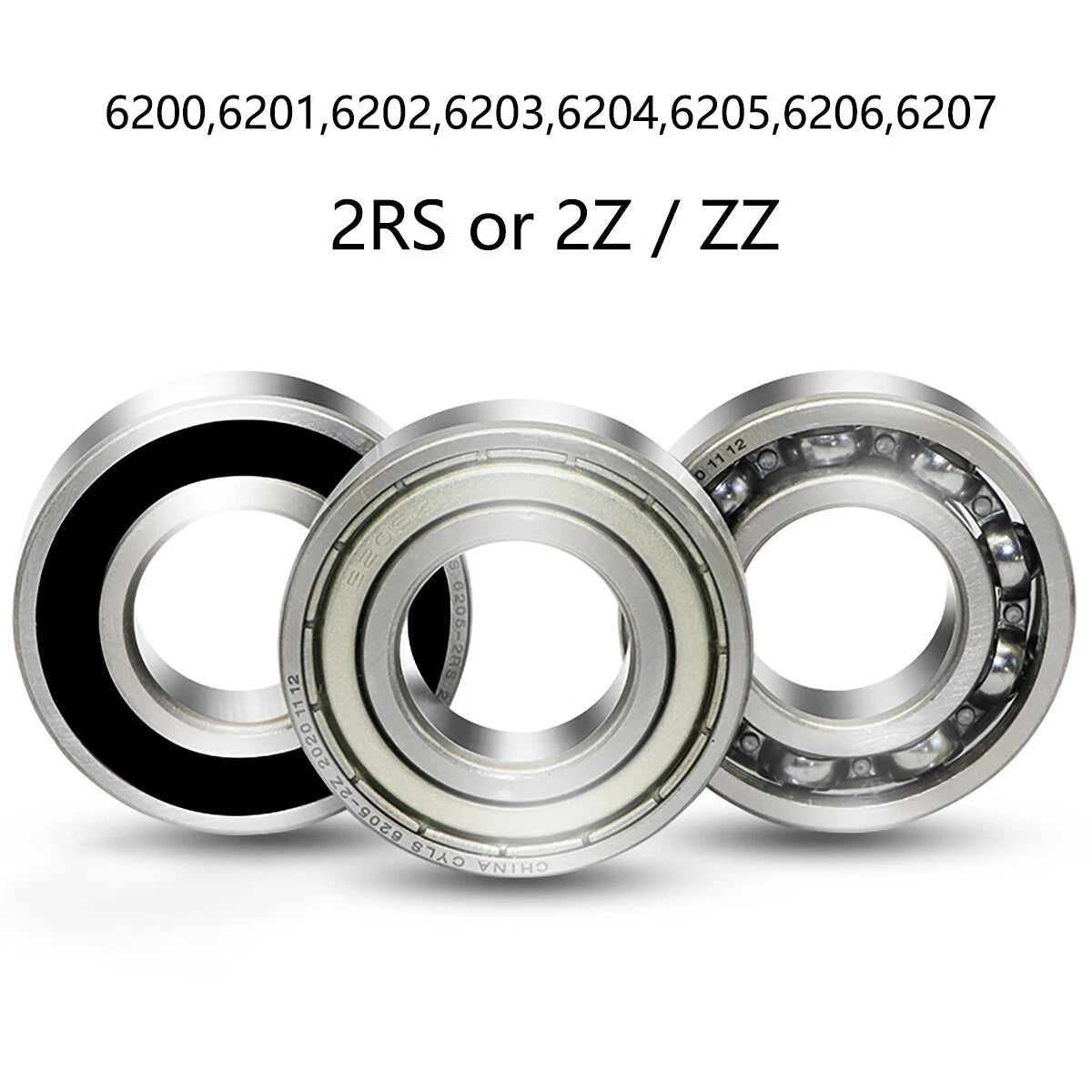6200-6207 Ball Bearings Rubber 2RS-Metal ZZ Seals Select Your Size