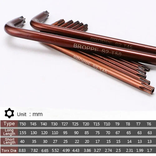 L Shape Torx Hex Wrench T6-T50 Allen Key Set Hollow Spanner For Torx Screw Nut