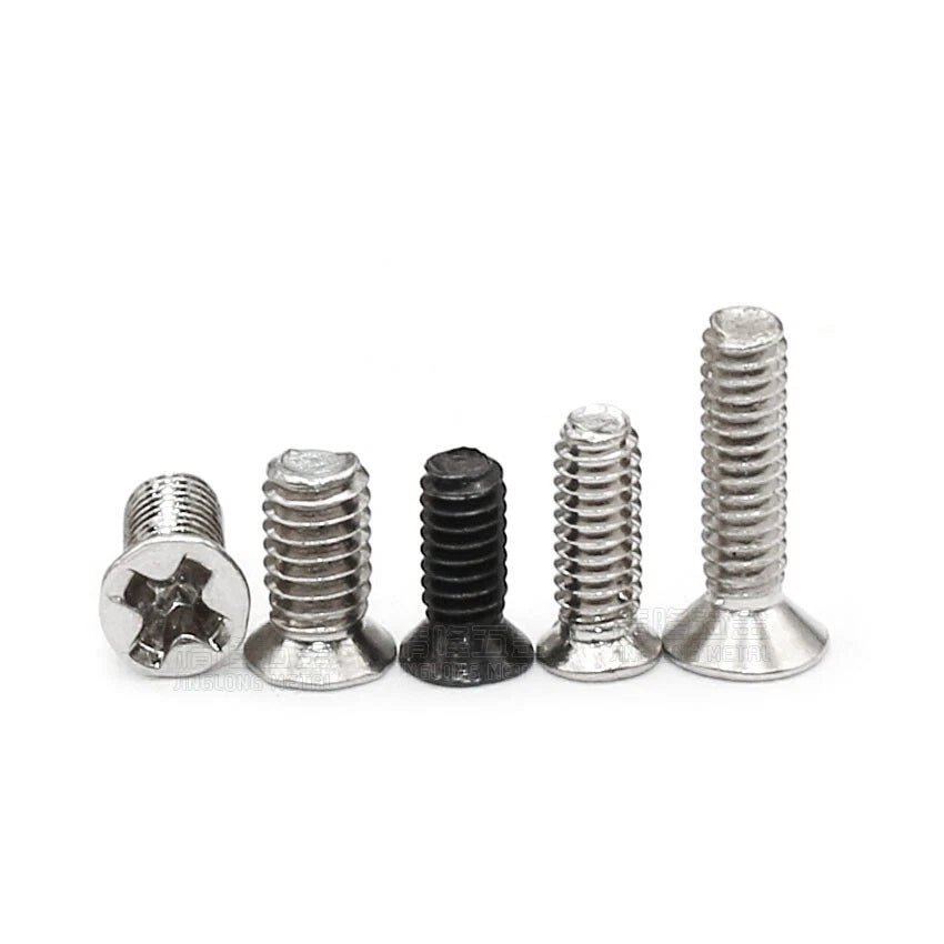 M2 Phillips Countersunk Machine Screws – Nickel or Black Zinc Plated, Fully Threaded (3–8mm Overall Length) - HomeDIYer